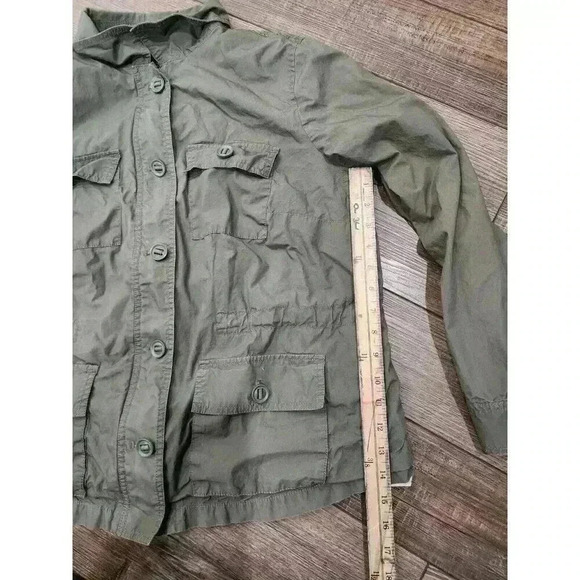 Talbots Plus Jacket Womens 1X Green Khaki Utility Safari Zip Button Pockets - Picture 6 of 6
